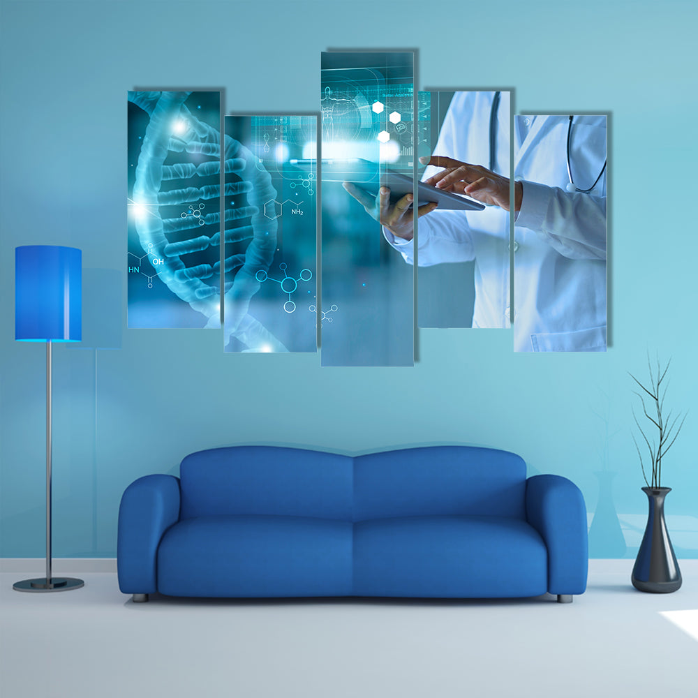 Medical Technology Concept with Doctor and Holographic Display Canvas Wall Art