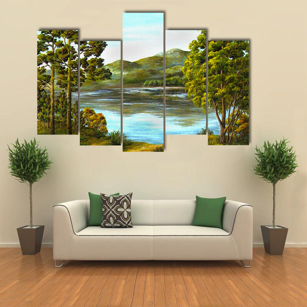 Autumn Mountain Lake Canvas Wall Art