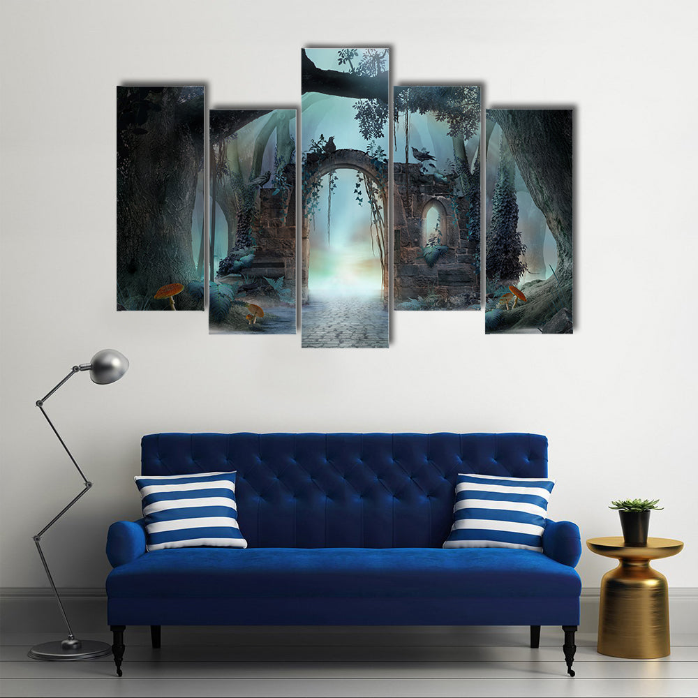 Archway In An Enchanted Fairy Forest Canvas Wall Art