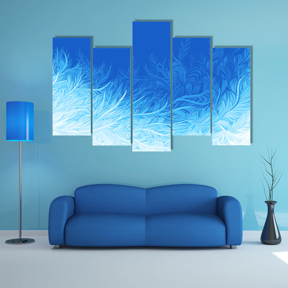 Winter Blue Curly Ice Frost Canvas Wall Art