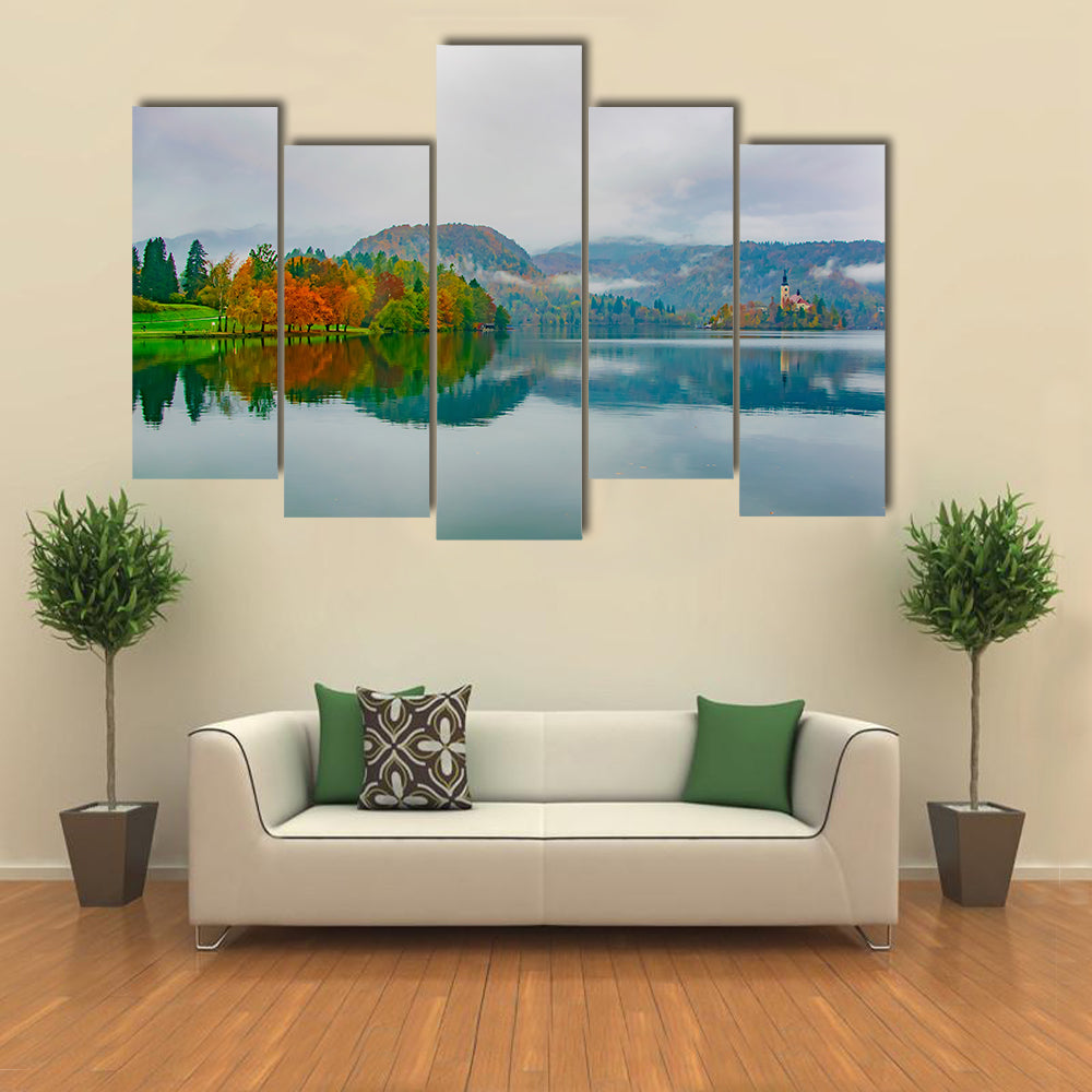 Autumn at Bled Lake, Slovenia Canvas Wall Art