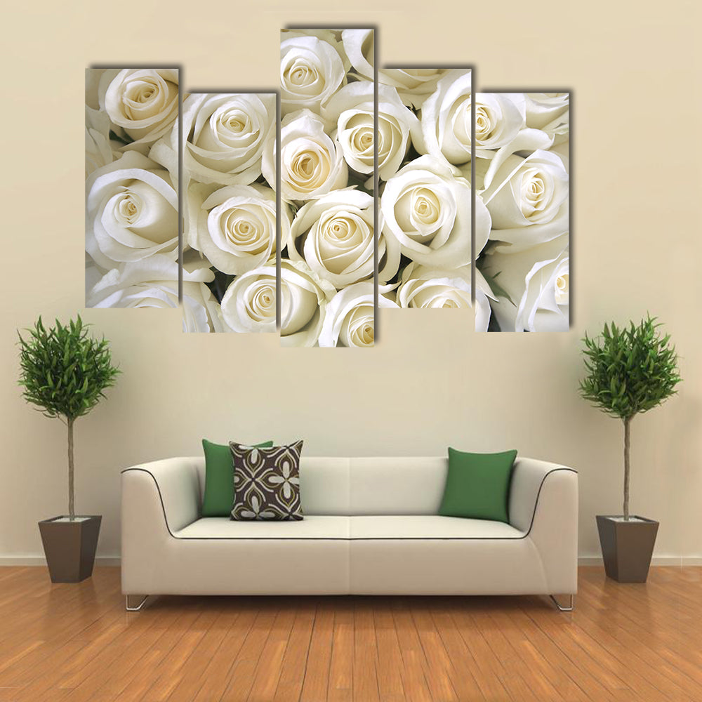 Silky White Roses Canvas Wall Art
