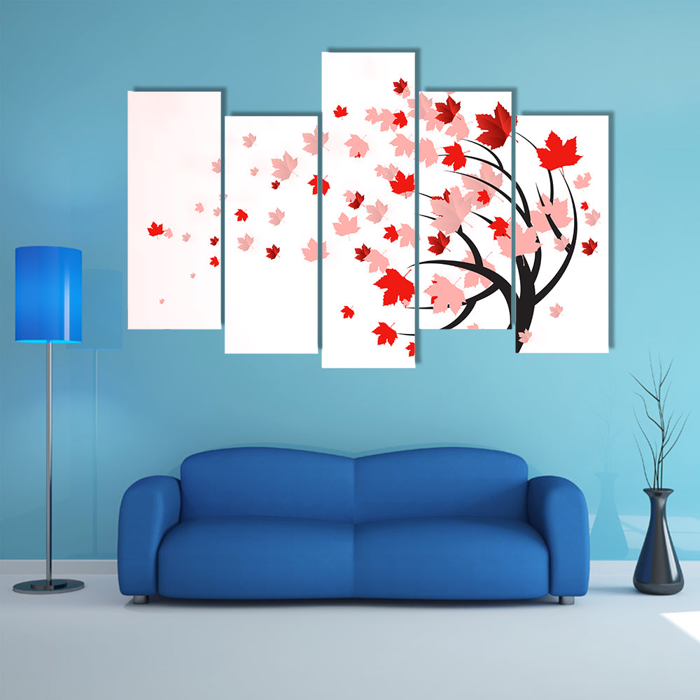 Red Autumn Tree Canvas Wall Art