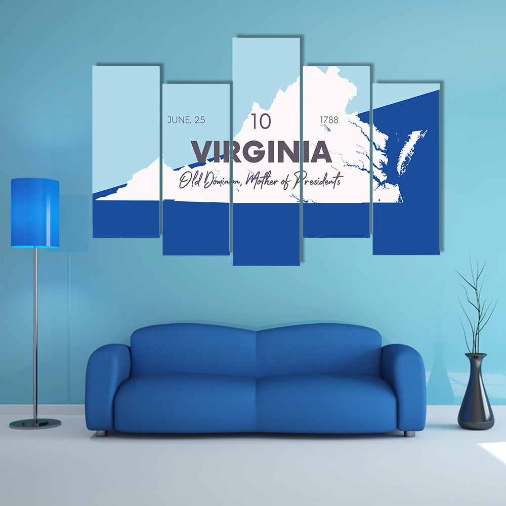 Virginia State Map Typography Canvas Wall Art