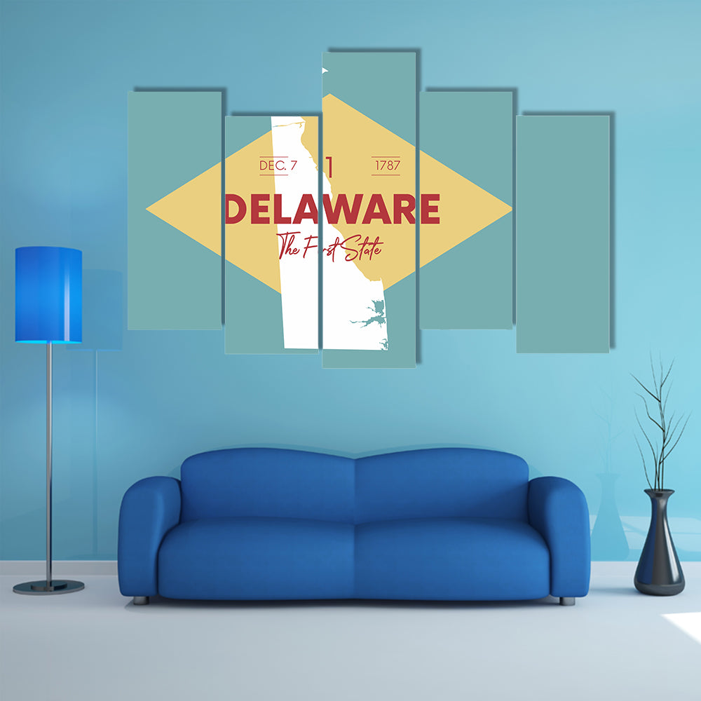 Vintage Delaware Map Canvas Wall Art