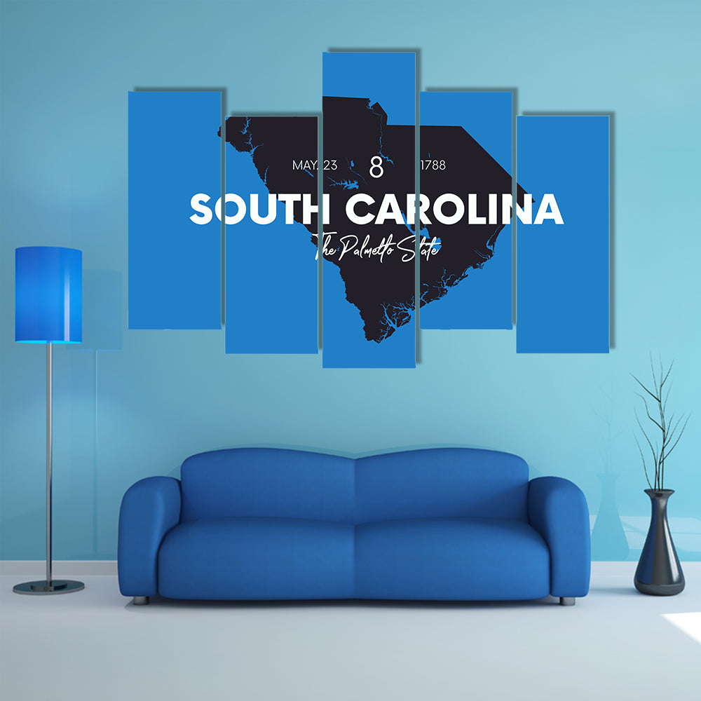 South Carolina Map Silhouette Canvas Wall Art