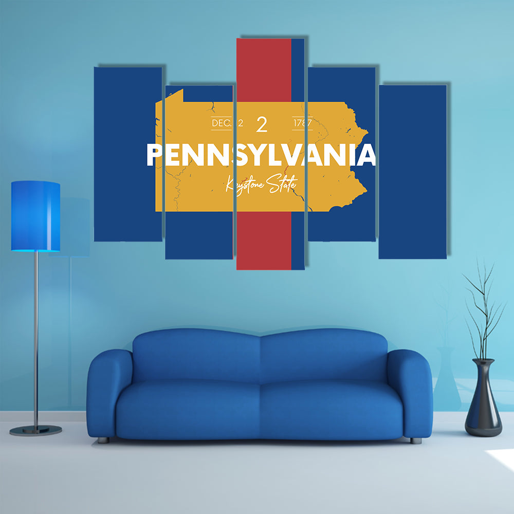 Pennsylvania Typographic Map Canvas Wall Art