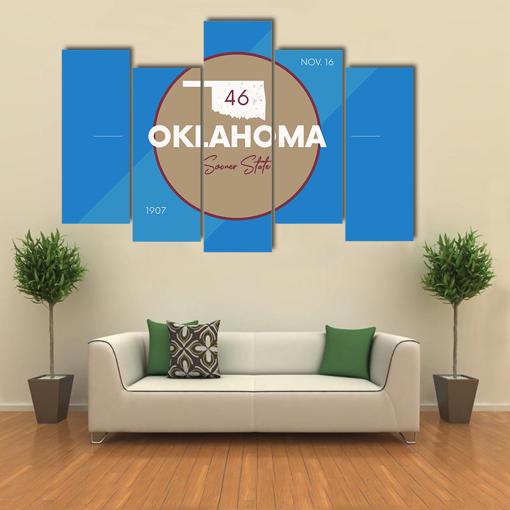 Oklahoma State Map Emblem Canvas Wall Art