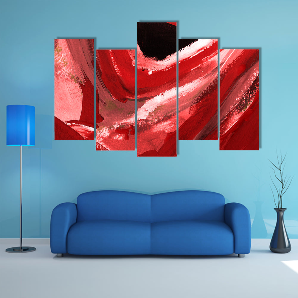 Red and Pink Abstract Brushstrokes Canvas Wall Art