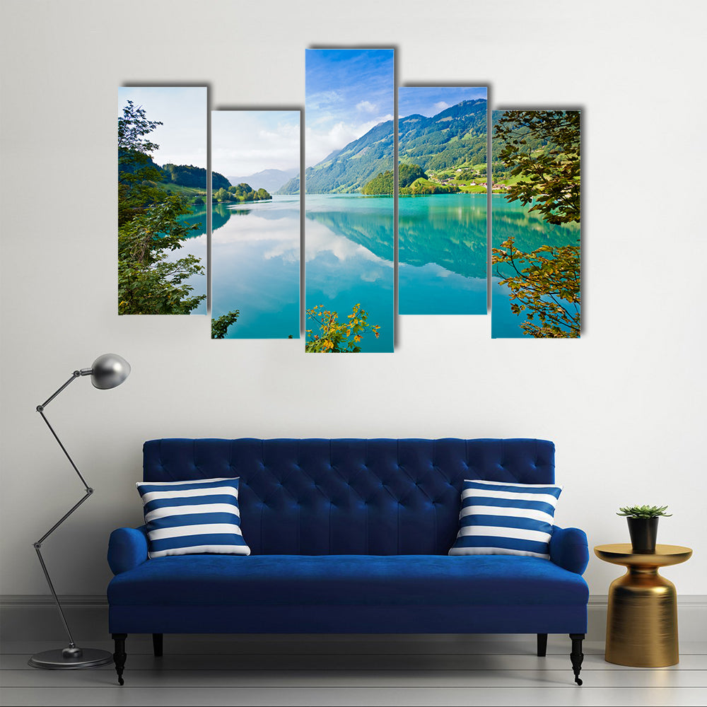 Majestic Mountain Lake In Switzerland Canvas Wall Art