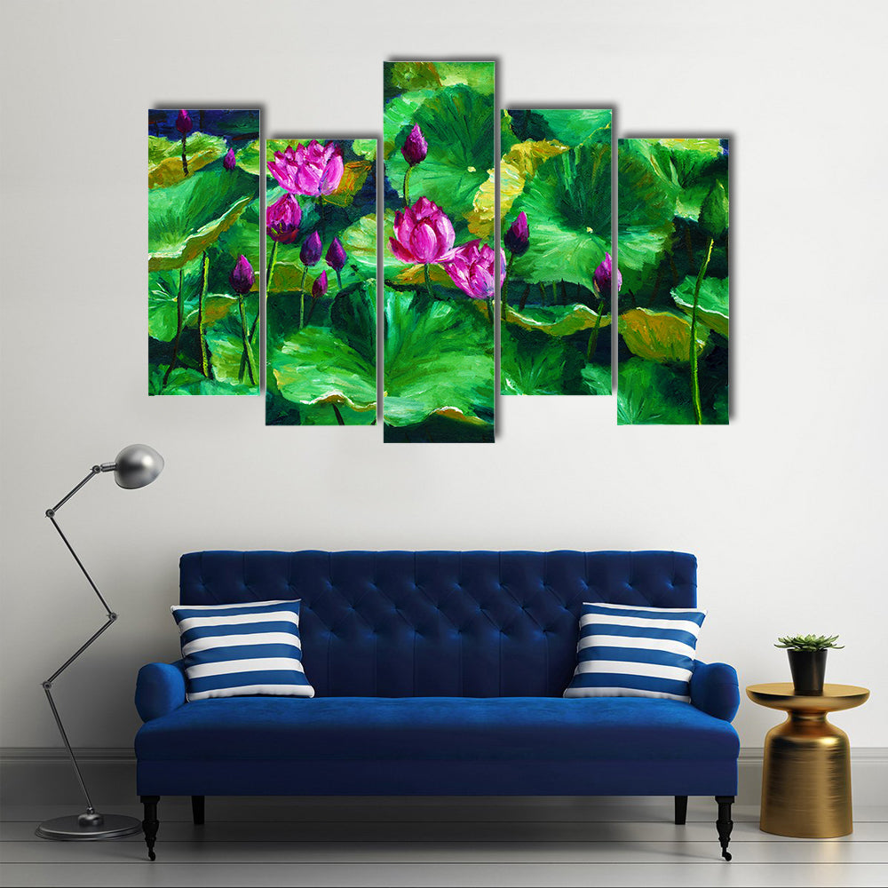 Lotus Flowers Oil Painting Canvas Wall Art