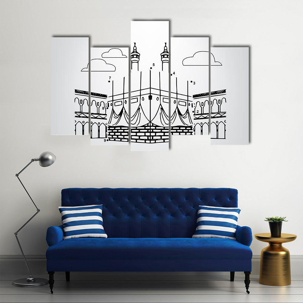 Kaaba Numbered Dot Puzzle Illustration Canvas Wall Art