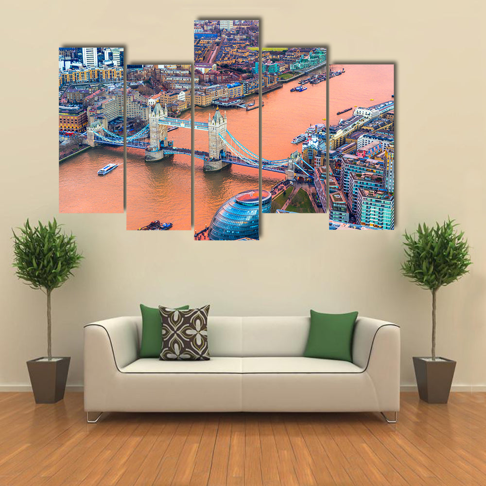 Tower Bridge And Thames River In London Canvas Wall Art