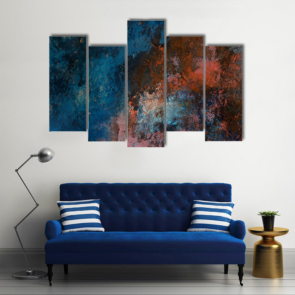 Blue to Copper Abstract Brushstrokes Canvas Wall Art