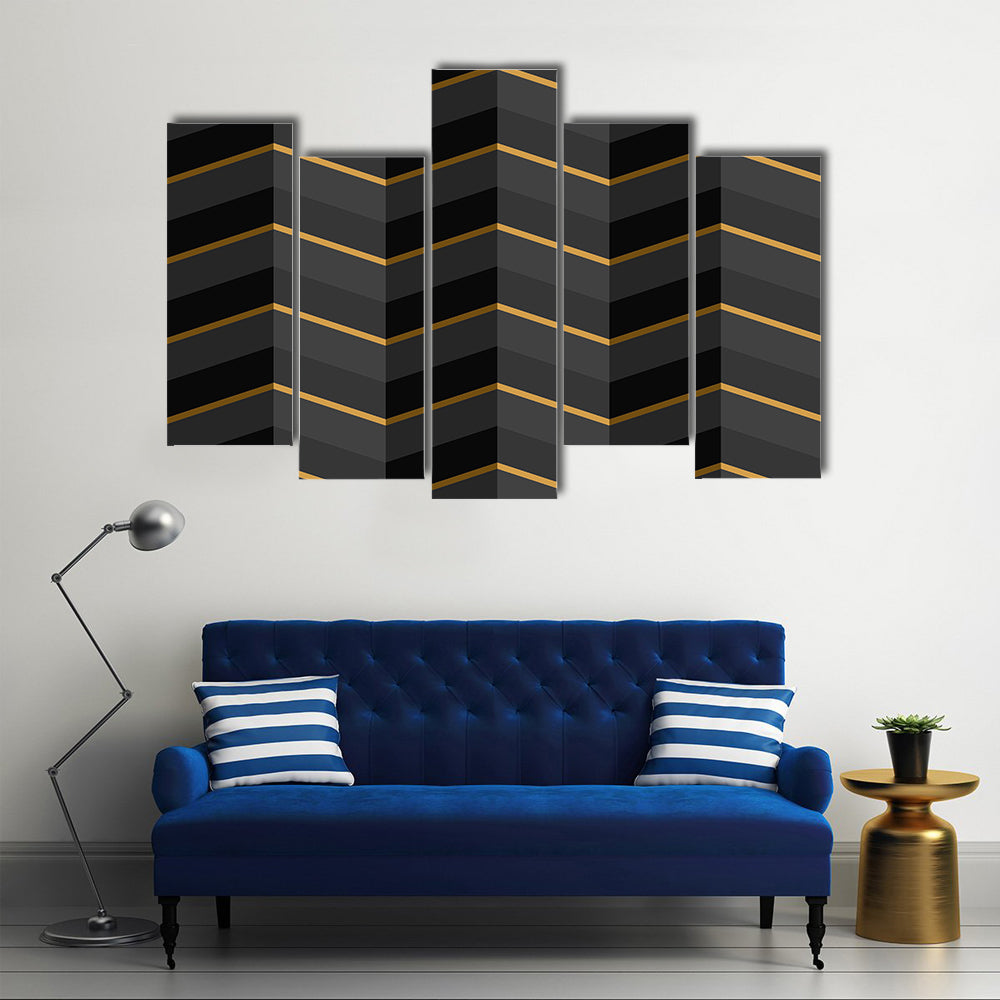 Black and Gold Striped Geometric Canvas Wall Art