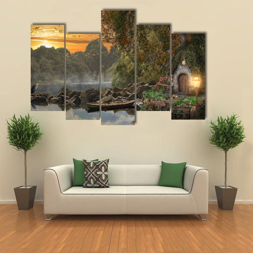 Fairy House on the Lake Canvas Wall Art