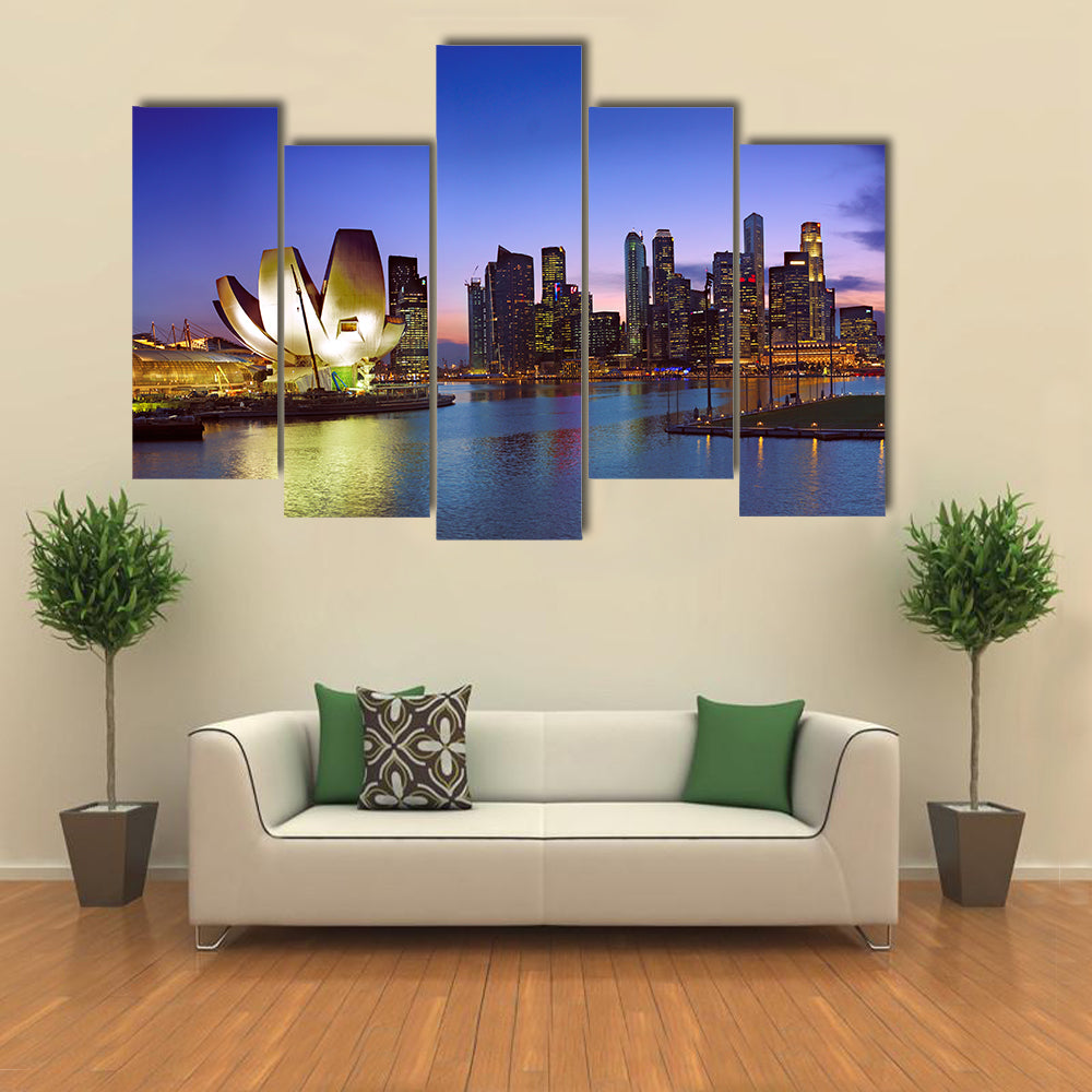 Singapore In Twilight Canvas Wall Art