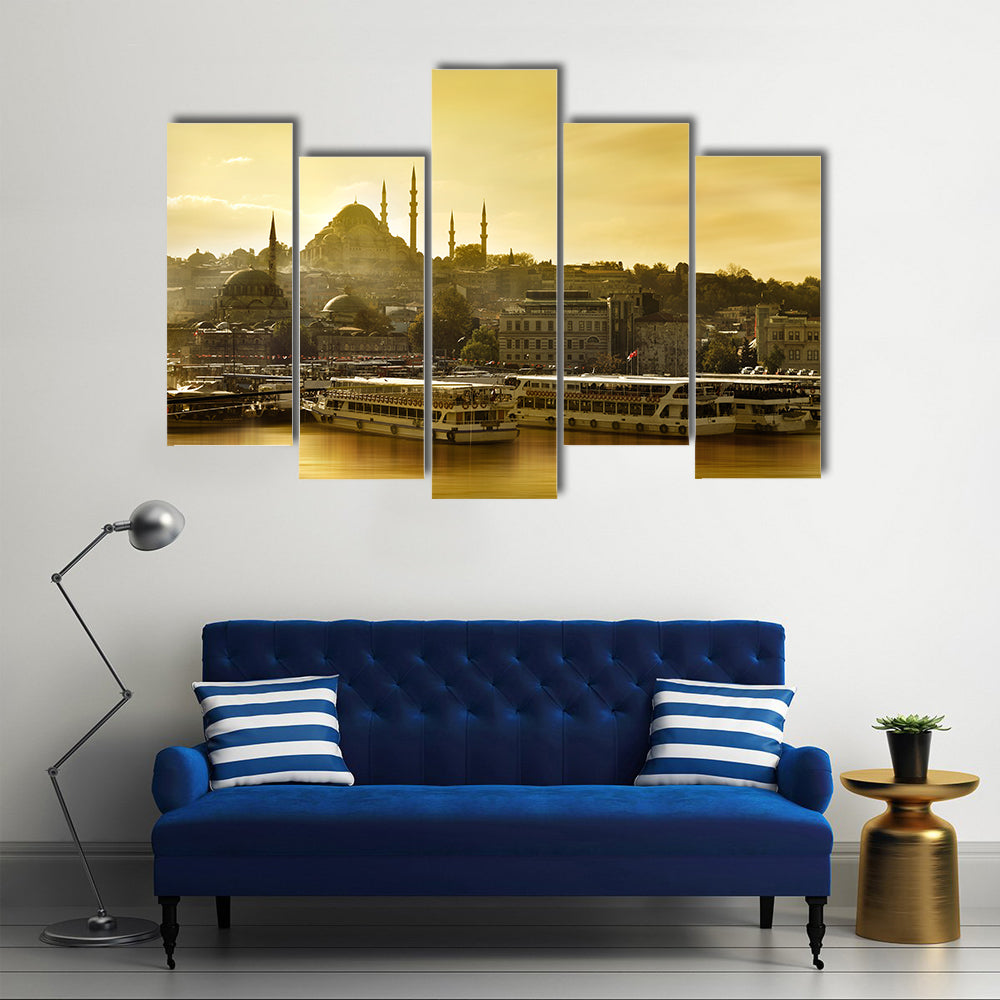 Suleymaniye Mosque Golden Horn In Istanbul Turkey Canvas Wall Art