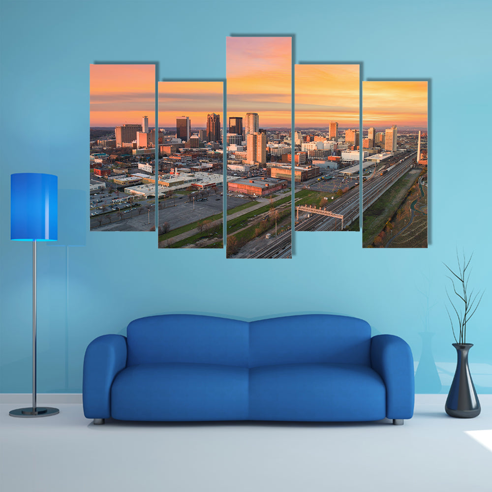 Birmingham Downtown Skyline at Sunset Canvas Wall Art
