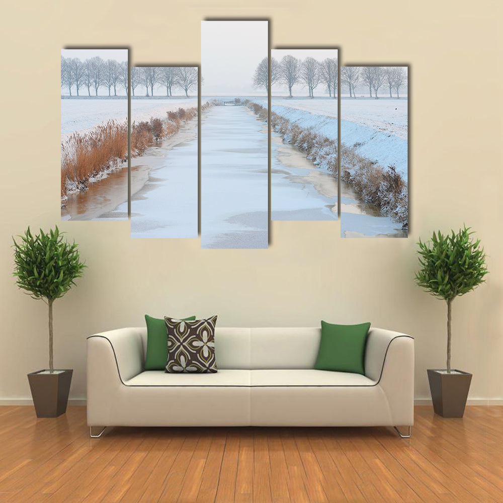 Winter Landscape In Holland Canvas Wall Art