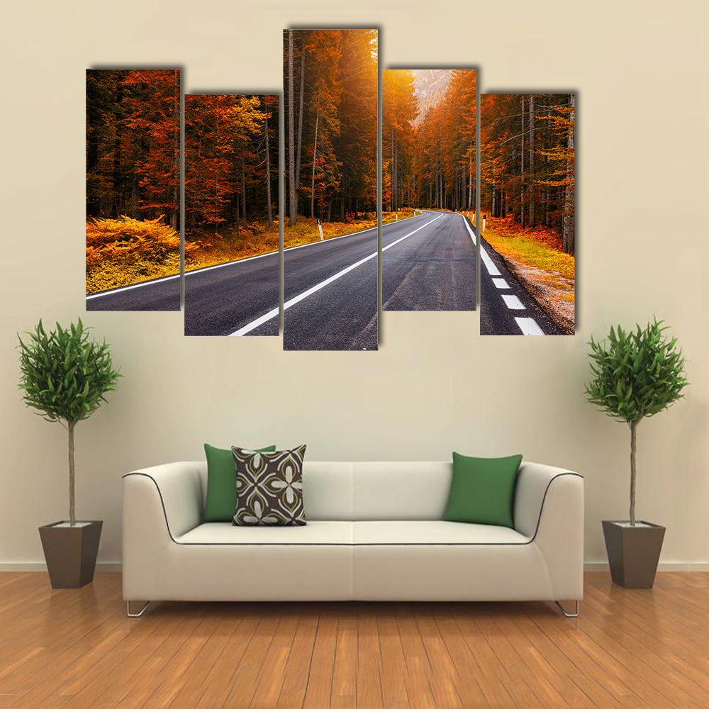 Asphalt Roads In Italian Alps In South Tyrol Canvas Wall Art