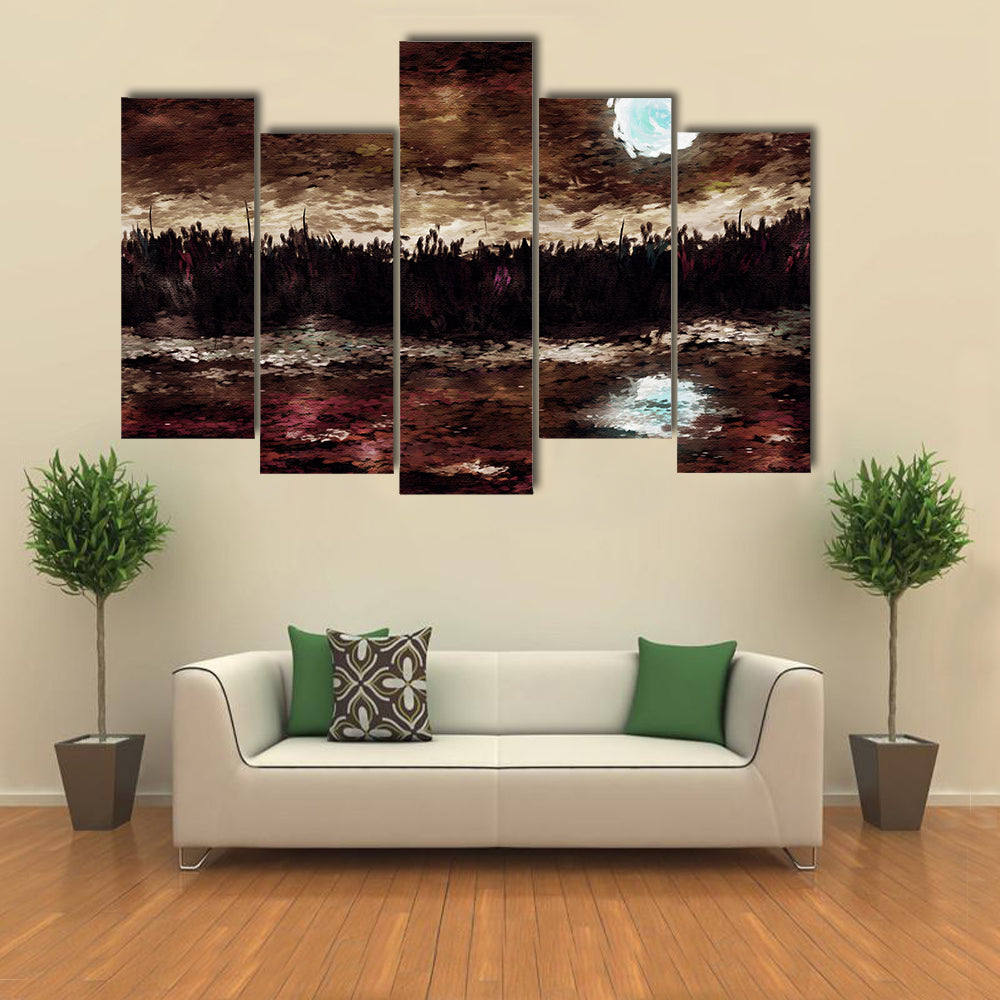Moonlit Lake Canvas Wall Art