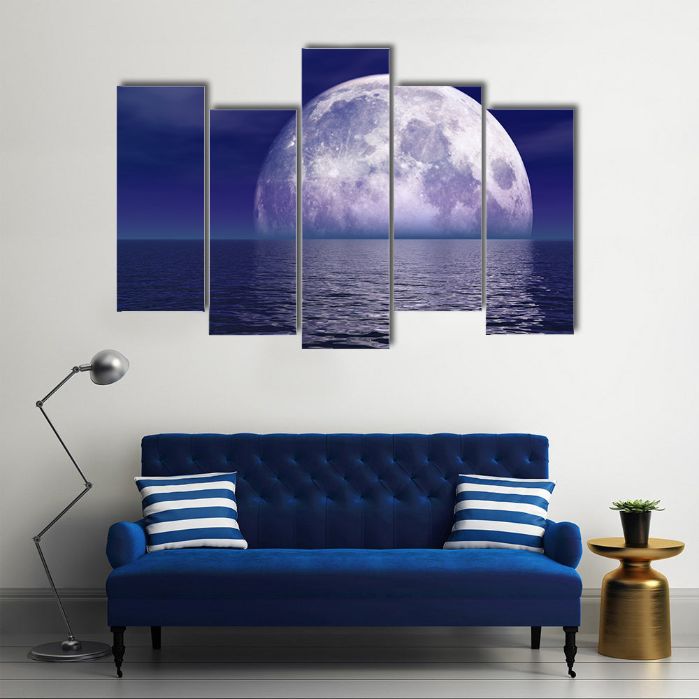 Full Moon Over Water Canvas Wall Art