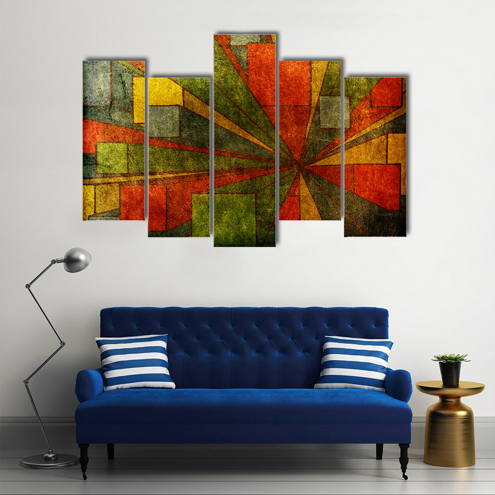Grunge Geometric Radial Abstract Canvas Wall Art