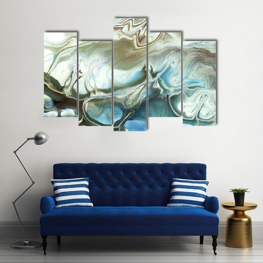 Acrylic Marble Texture with Gold Accents Canvas Wall Art