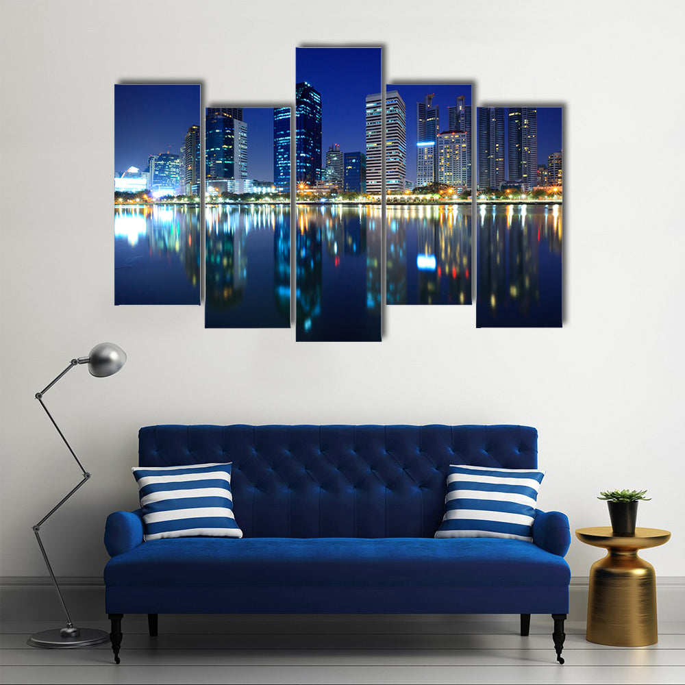 Bangkok City At Night In Thailand Canvas Wall Art