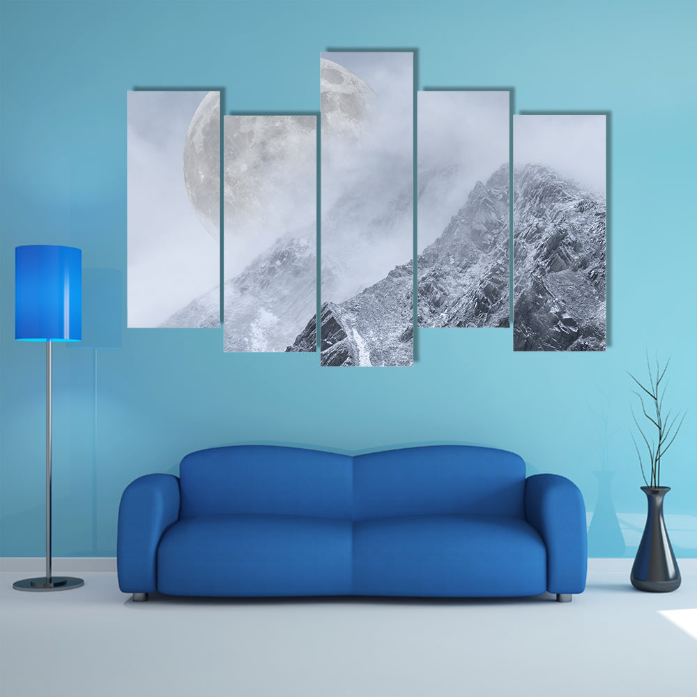 Supermoon Above Mountain Range Canvas Wall Art