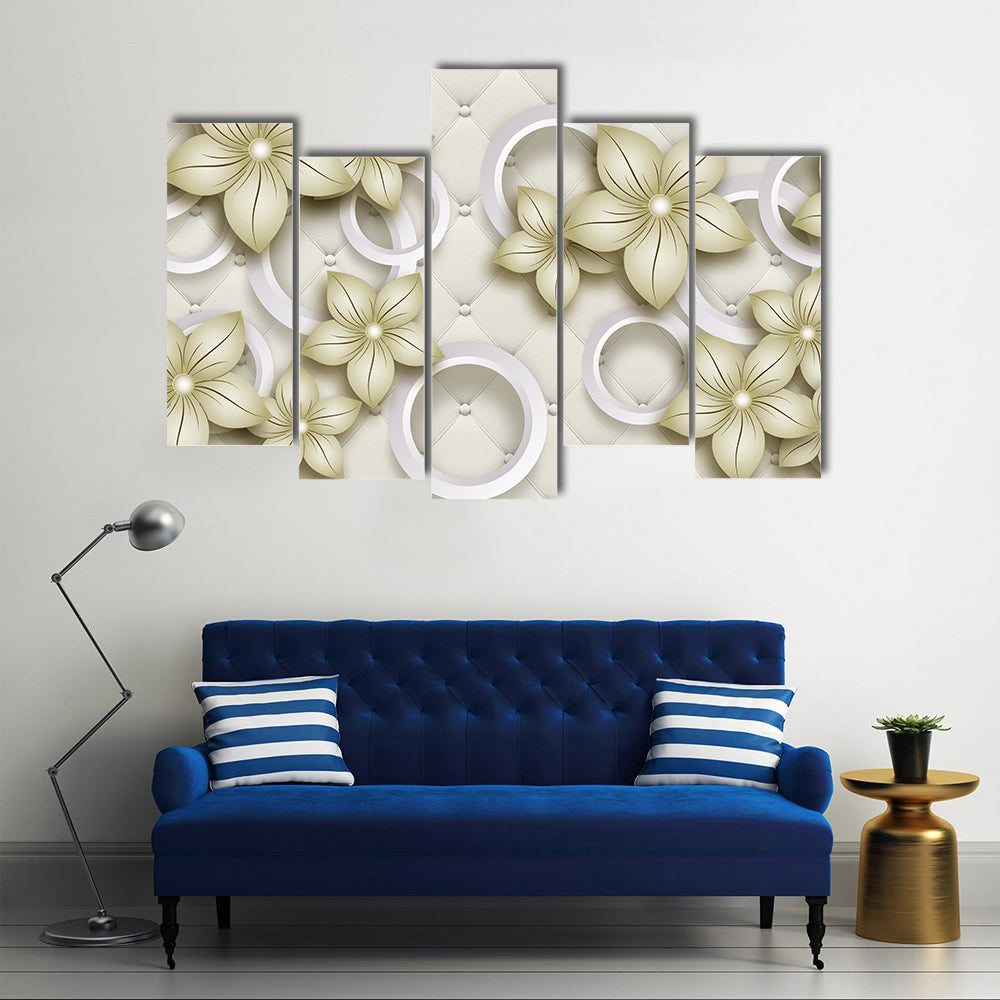 Quilted Floral Wallpaper with Pearl Accents Canvas Wall Art