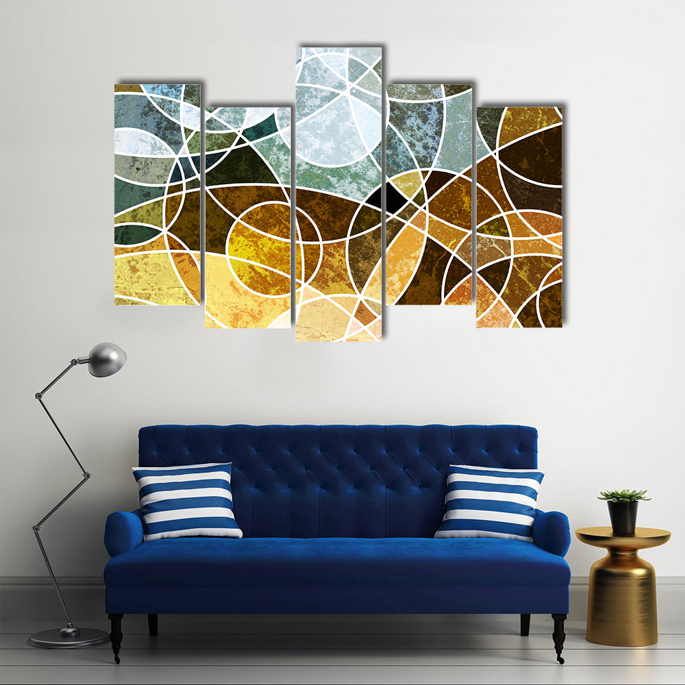 Abstract Geometric Circles in Blue and Green Canvas Wall Art