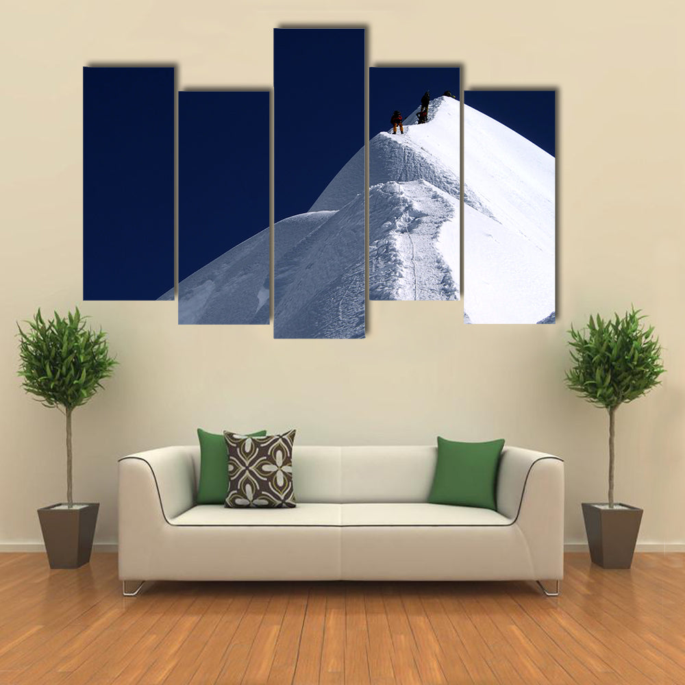 Climbers on Nepal Mountain Peak Canvas Wall Art
