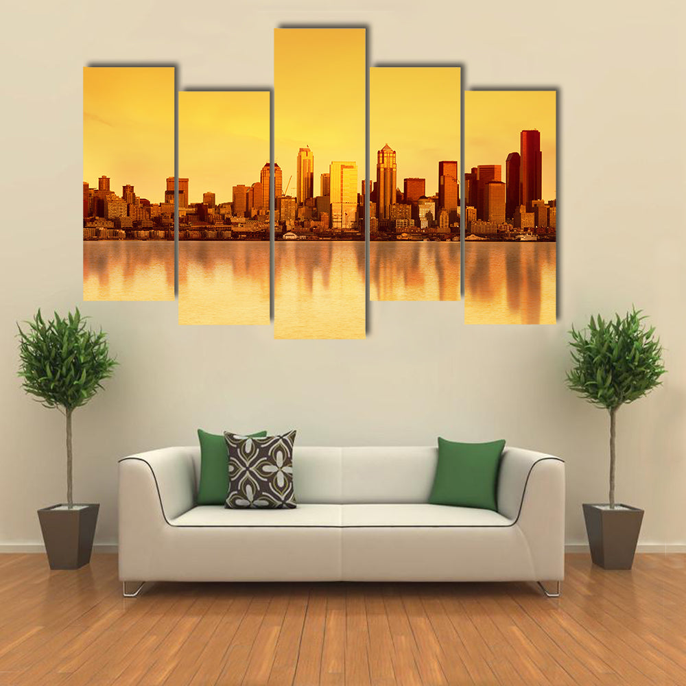 Seattle Skyline at Sunset Canvas Wall Art