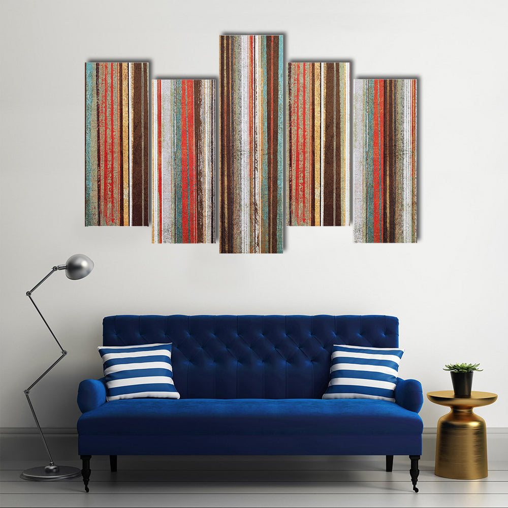 Vintage Shabby Striped Wallpaper Canvas Wall Art