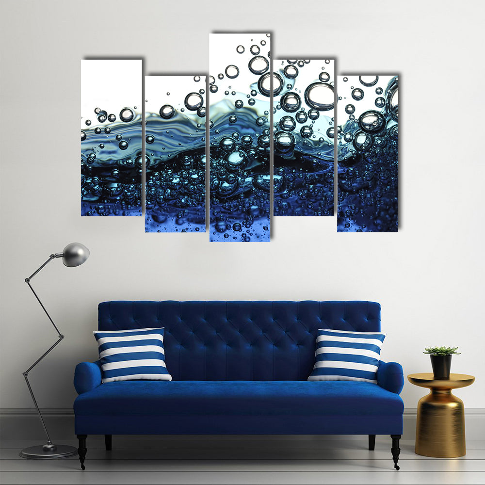 Surface Bubbles Blue Water Abstract Canvas Wall Art
