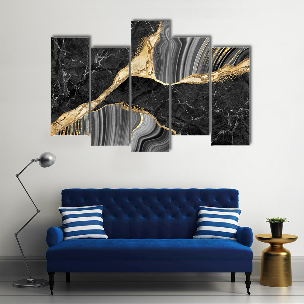 Gold-flecked Marble and Agate Texture Canvas Wall Art