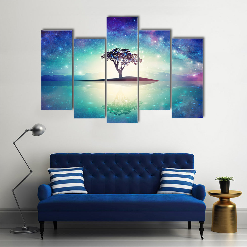 Meditation Tree Under Stars Canvas Wall Art