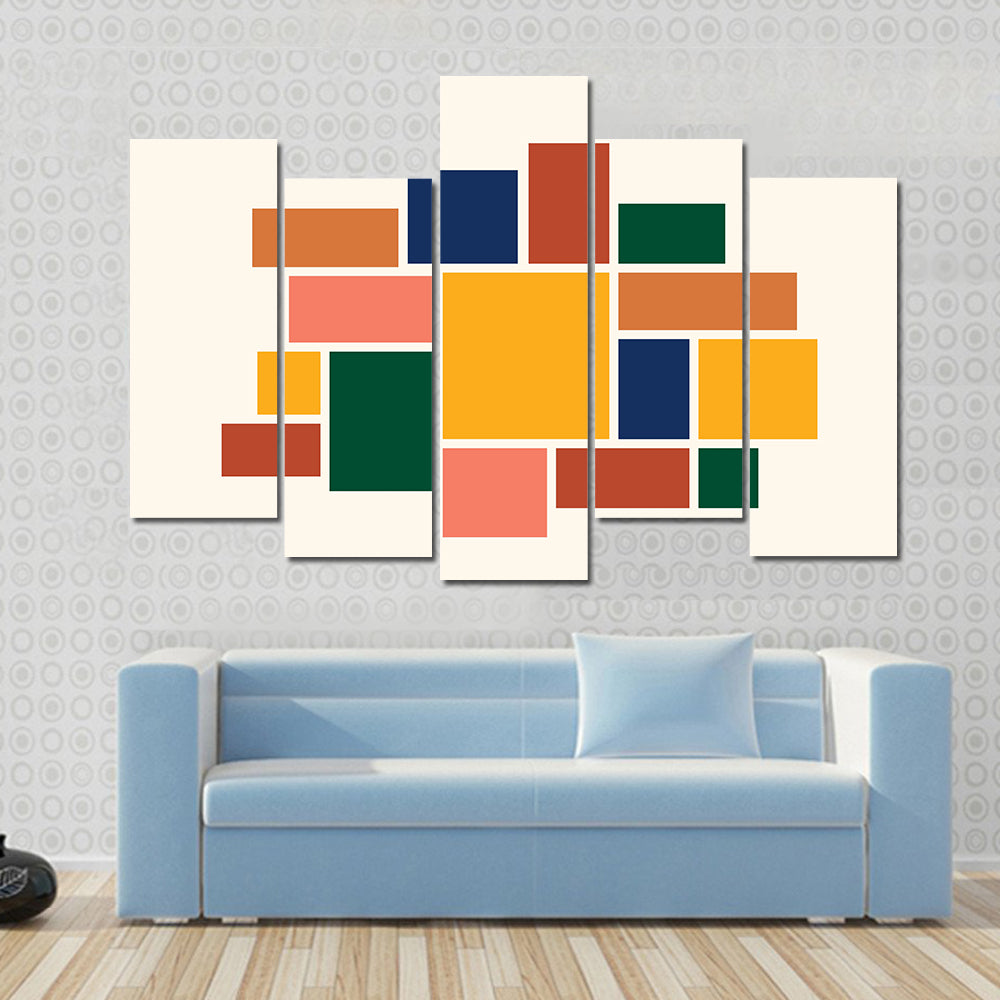 Yellow Square Abstract Geometric Collage Canvas Wall Art