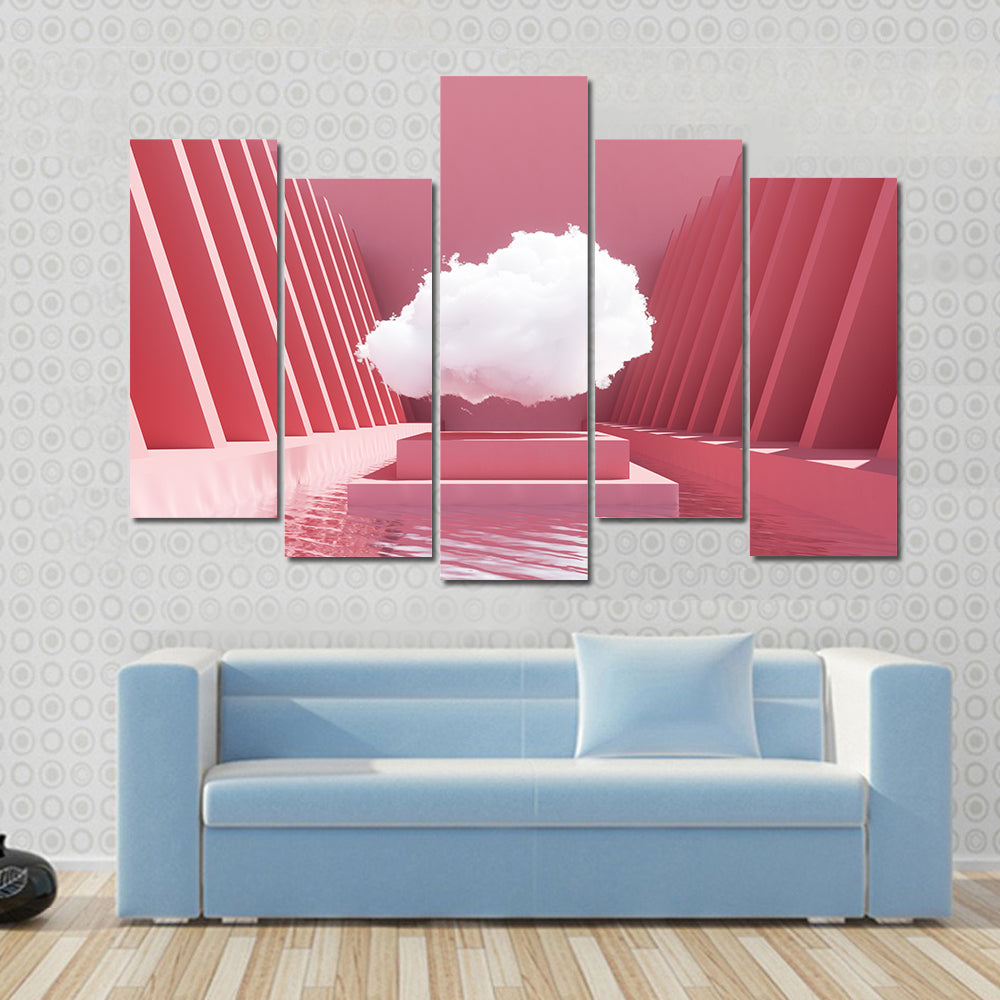 Reflective Pink Pool Abstract Canvas Wall Art