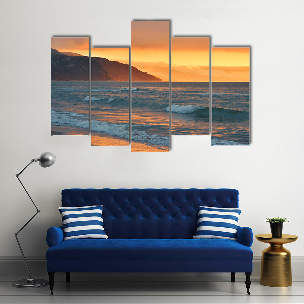 Golden Summer Sea Sunset Canvas Wall Art