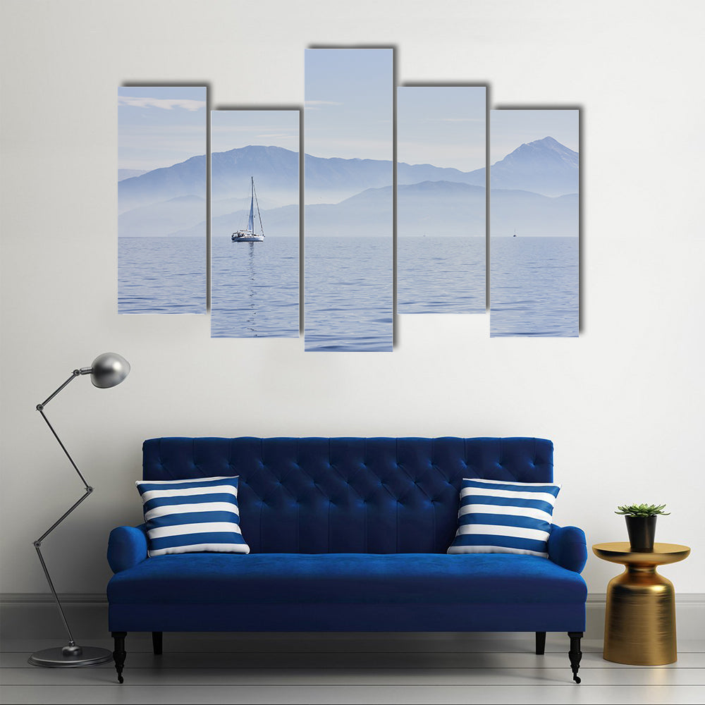 Sailing Boat At Sunrise Canvas Wall Art