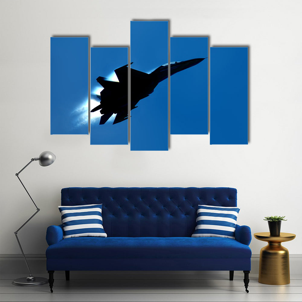 Military Fighter SU 27 Silhouette Canvas Wall Art