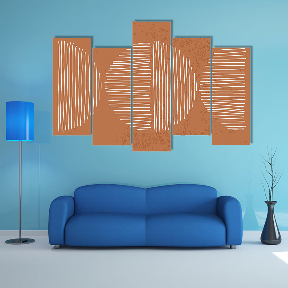 Minimalist Terracotta Geometric Circles Canvas Wall Art