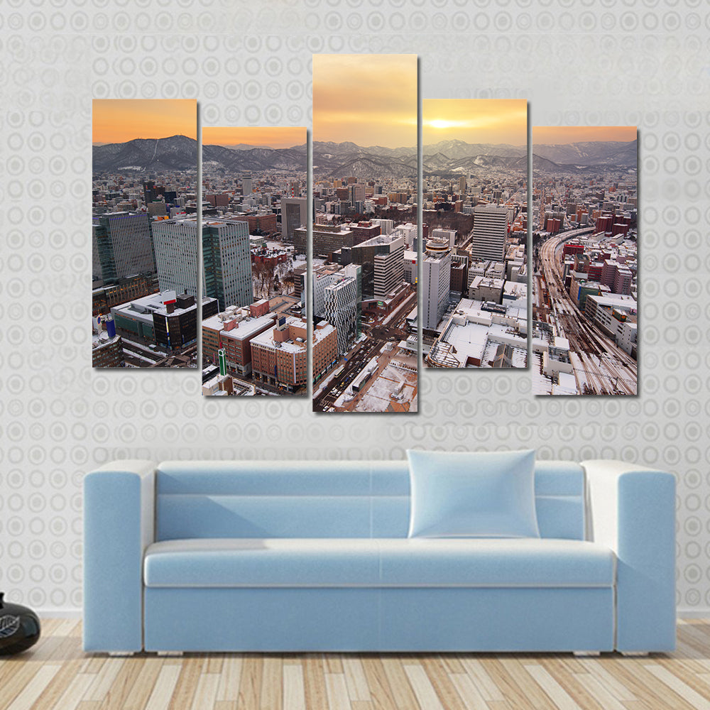 Sapporo Downtown Skyline In Hokkaido Japan Canvas Wall Art