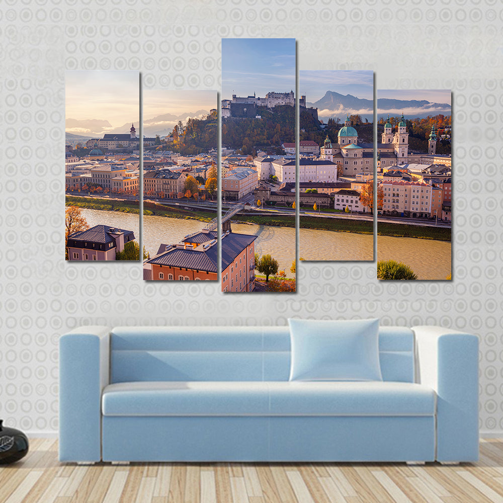 Salzburg Cityscape In Austria Canvas Wall Art