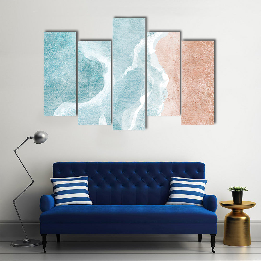 Boho Sea Beach With Waves Canvas Wall Art