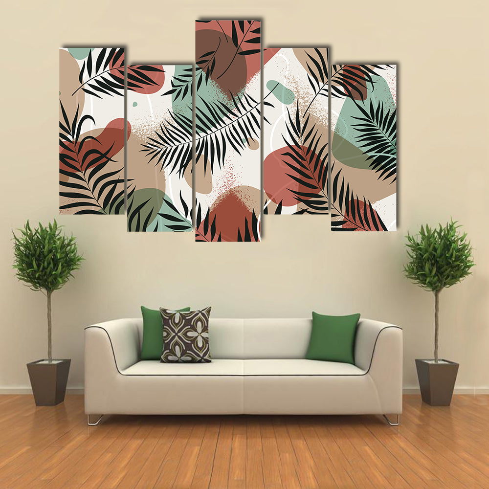 Tropical Palm and Fern Leaves Print Canvas Wall Art
