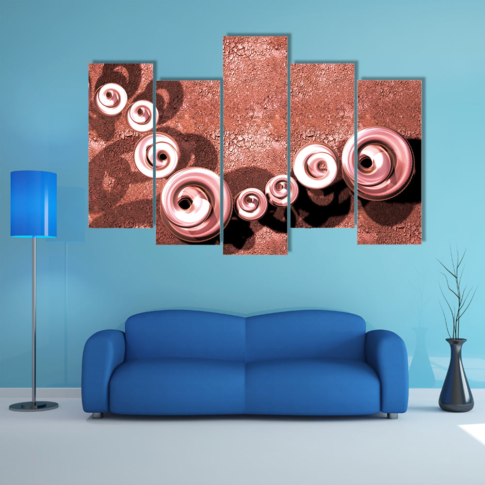 Terracotta Swirls with Glossy Spirals and Cracked Terrain Canvas Wall Art